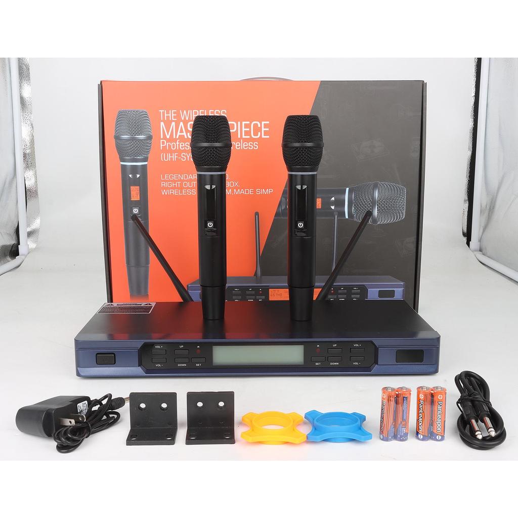 UHF Metal Wireless Microphone with Infrared Frequency Matching for Singing (One-to-Two)