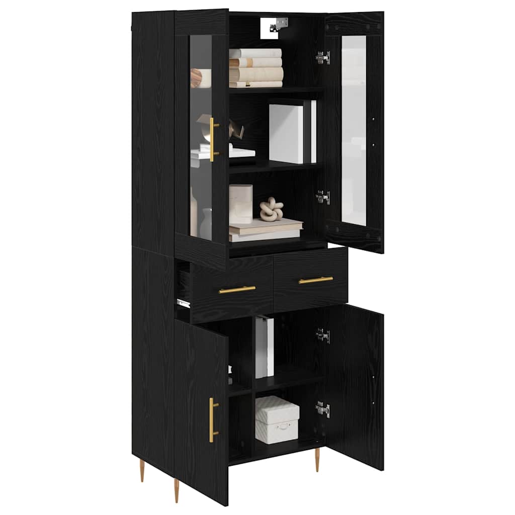 Highboard 2 pcs Black Oak Effect Particleboard