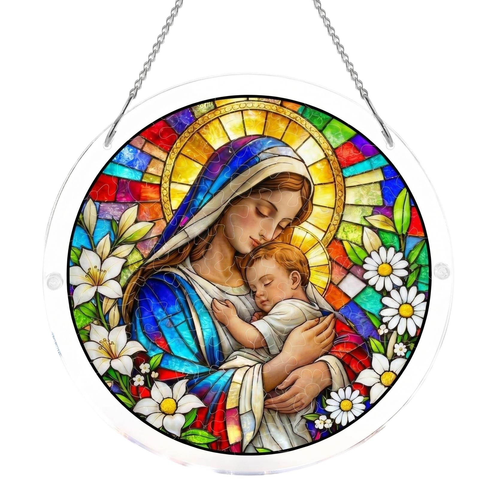 

3-Layer 2mm Acrylic Sun Catcher Window Hanging Ornament Decorative Round Panel with Chain for Indoor Display and Light Reflection One Size