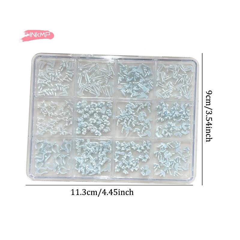 12 Grids Mixed Mini Nail Art Rhinestone Decals Bow Charm Nail Art Design Accessories Nail Decoration Charm for Nail Artists