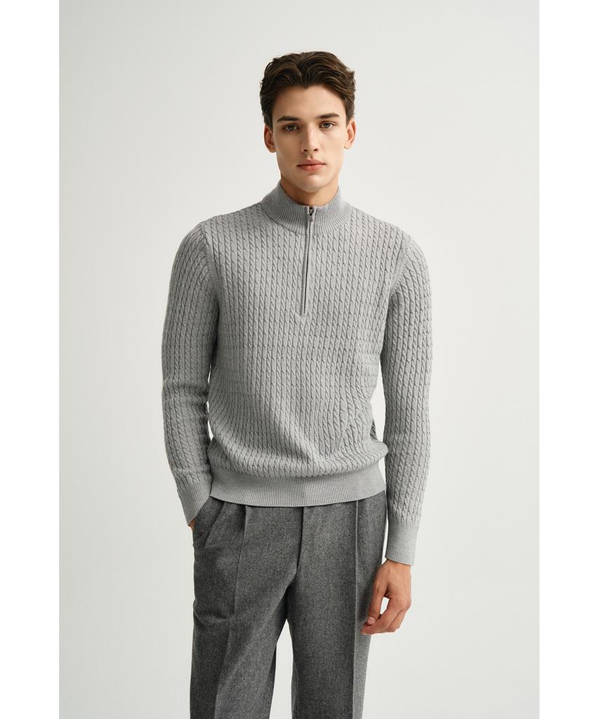 IOLO Cable Mock Neck Half Zip-Up_Gray