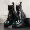 British Style Men Casual Stage Nightclub Dresses Patent Leather Boots Tide Platform Shoes Autumn Winter Boot Cowboy Ankle Botas