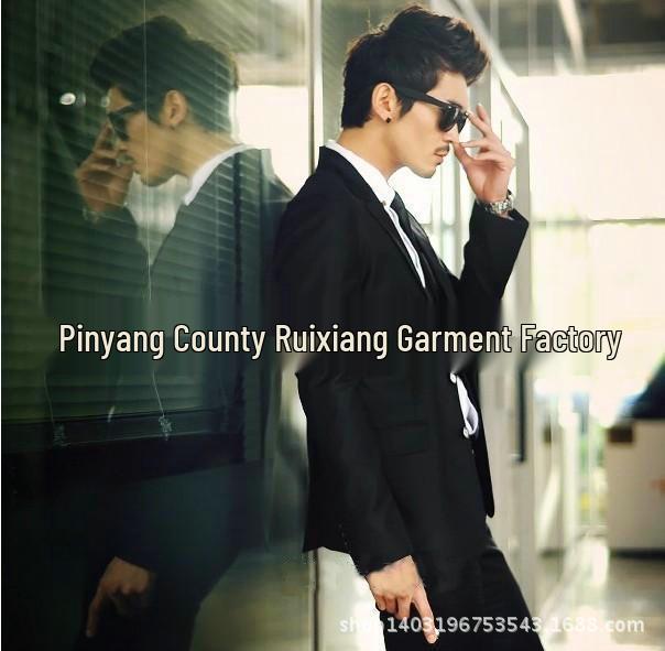 2019 Men's Korean Slim Fit Suit Set: Spring & Autumn Wedding Tuxedo in Black