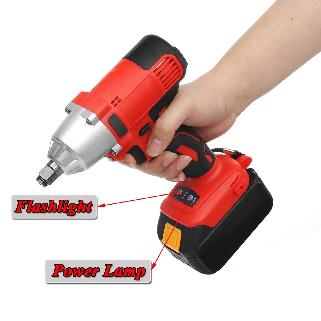 128TV 21V Cordless Impact Wrench Machine Set Electric Drill Hammer Tool With LED Light Battery Rechargeable