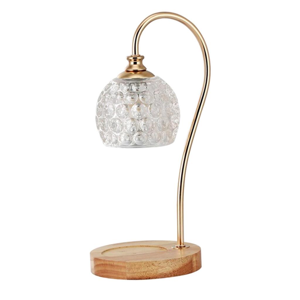 Modern Wax Melt Candle Warmer Lamp Crystal Lampshade Table Light EU Plug Wood Base