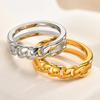 Chain Ring for Women Stainless Steel Double Layer Cuban Link Twist Geometric Rings Jewelry Waterproof