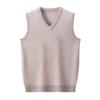 Men's V-Neck Wool Knit Vest - Autumn/Winter Solid Color, Middle-Aged & Elderly Style
