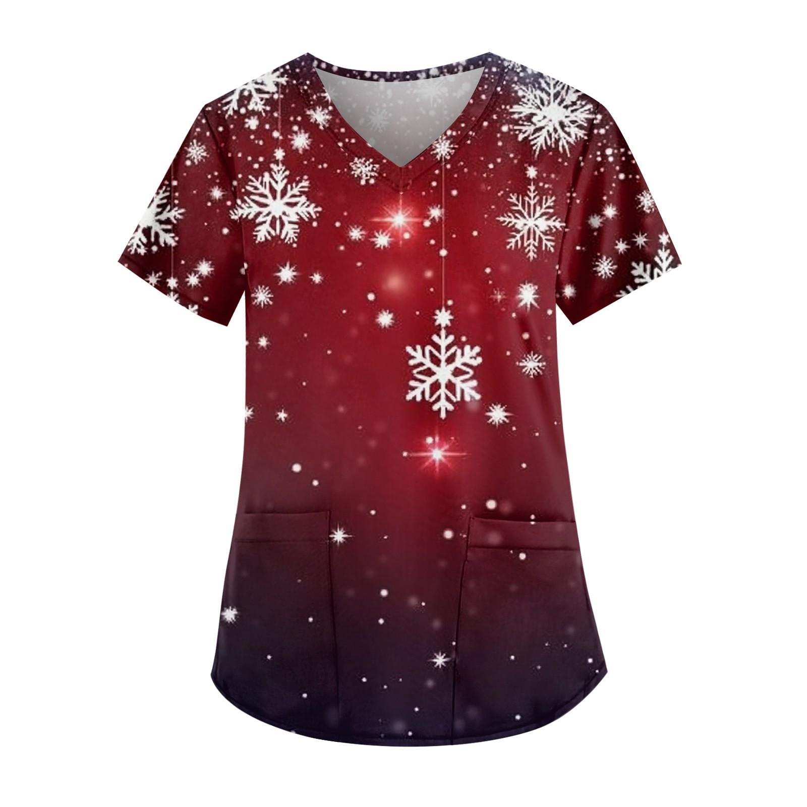 Женские модные повседневные топы с v-образным вырезом и защитная спецодежда с принтом — фото 10