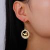 Cool Running Horse Drop Earrings Women Stainless Steel Clear Zircon Round Earrings Gold Animal Jewelry Gift