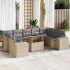 VidaXL Garden Lounge Set with Cushions 10 Pcs Beige Braided Resin 3326860