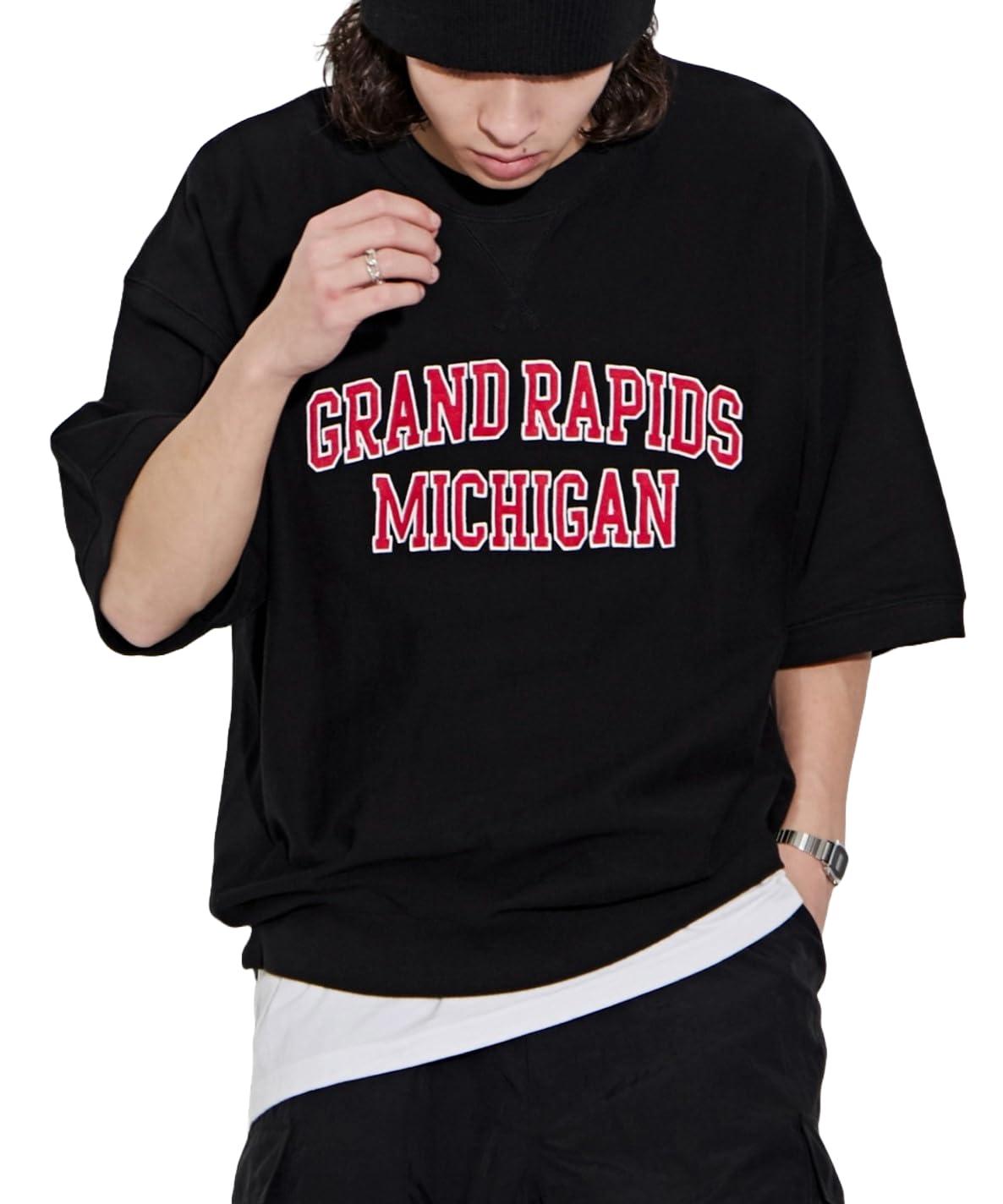 

WEGO Unisex Graphic Short Sleeve Short Sleeve Street College Loose Oversized Size Black Sweatshirt, Top, T-Shirt, Spring/Summer Clothing, Style, Logo, чёрный