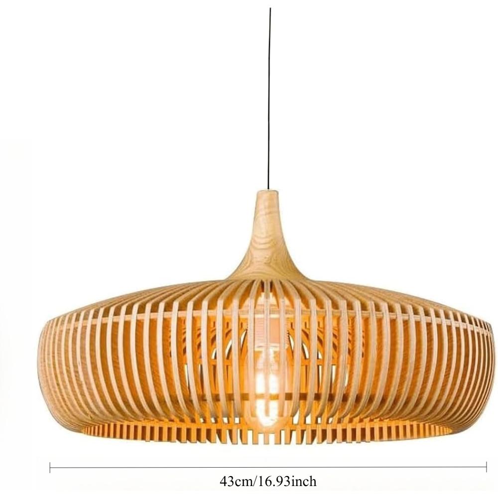 JOYINLED 43CM Log Wood Pendant Lamp Birdcage Denmark Designer Lamp for Dining Room Study Living Room Table Decoration Loft Lamp No Bulb