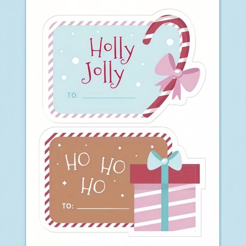 

50pcs Christmas Stickers Merry Christmas Designs Self-Adhesive Glossy Pastel Cards, Decorations Christmas Accessories Decoration 14CM