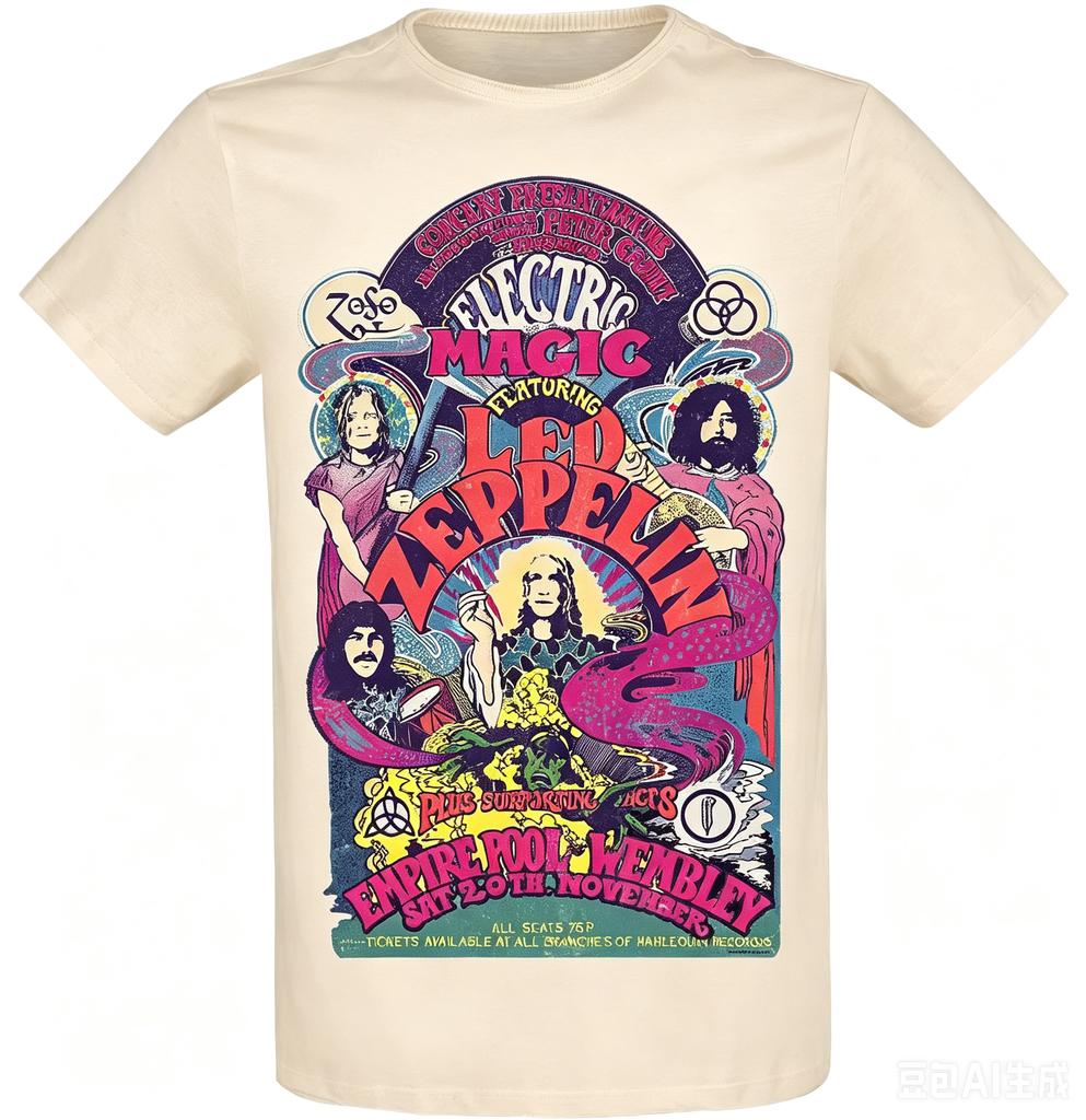 The Mother Ship Led Zeppelin Cotton Tshirt For Adult Summer Funny Tshirts Hippie Tee Shirt Oversized Cheap Clothing