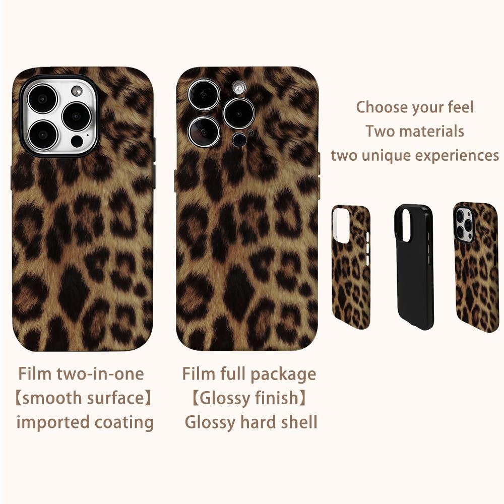 Leopard Print Pattern Phone Case for IPhone 16 15 14 13 12 11 X XS XR XSMAX 7 8 Pro Max Plus Double-layer Back Cover