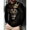 T-shirt décontracté à manches longues et col rond pour homme, imprimé, automne et hiver