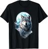 Majestic Wolf Full Moon Graphic TShirt Breathable Cotton Crewneck Tee