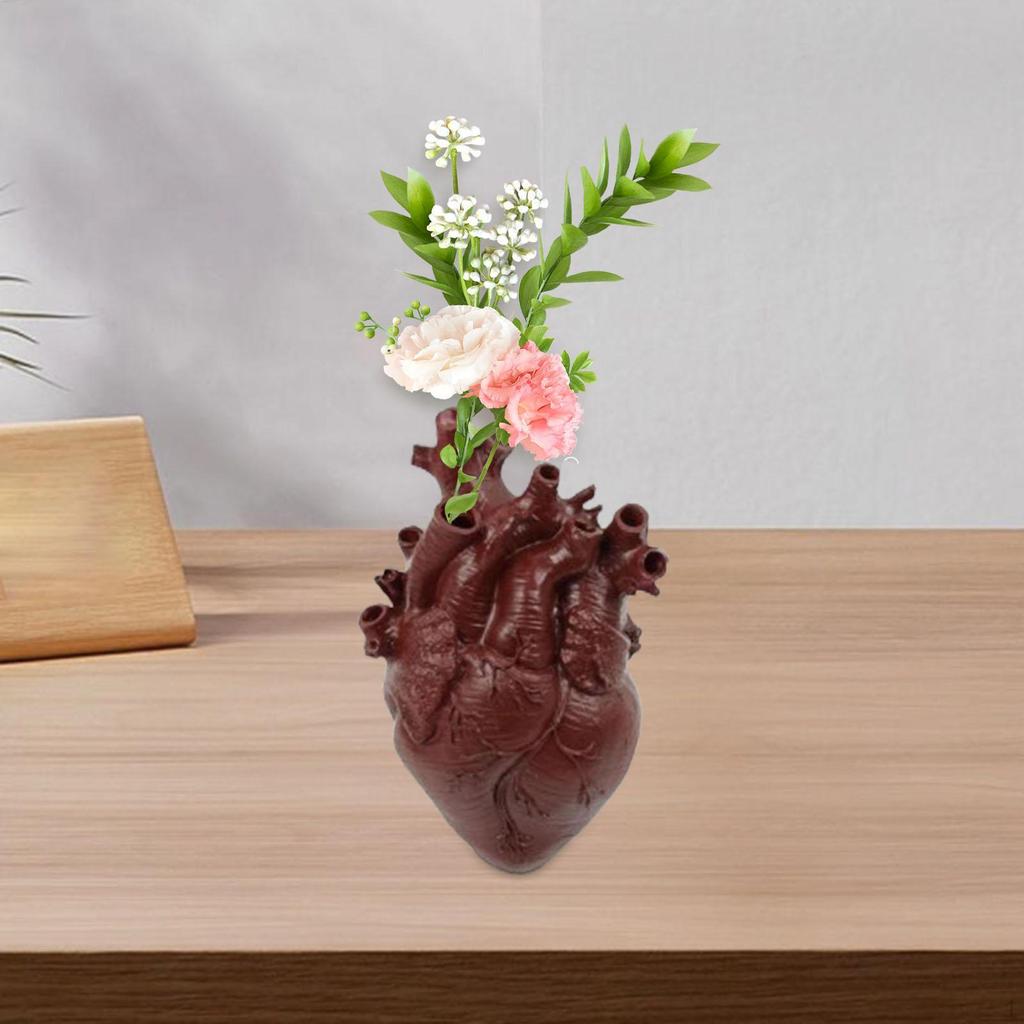 Anatomical Heart Vase Creative Abstract Art for Cafe Restaurant Desktop Black