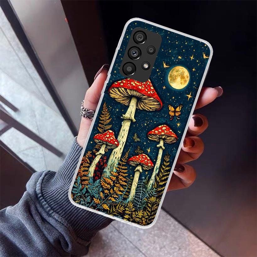 Bunte Pilz-Handyhülle für Samsung Galaxy A12 A52S A42 A32 A22 A51 A50 Note 20 Ultra 10 S10 Plus A71 A70 A31 A30 A10S Gala