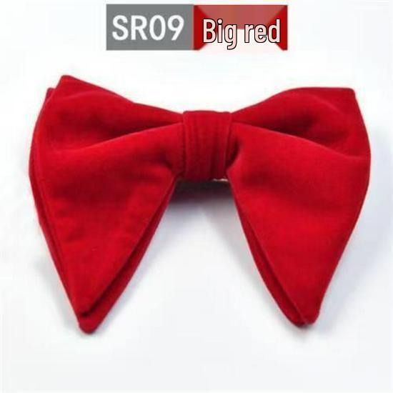 Men's Large Double Layer Velvet Bow Tie - Solid Color Fashion Statement