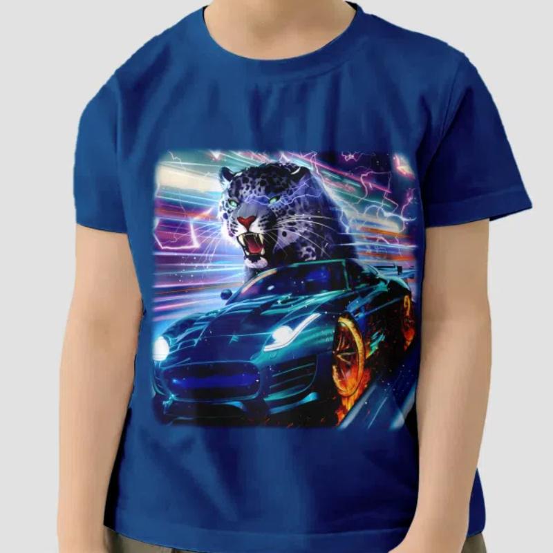 Moda Cool Mașini de curse și animale Tricou pentru băieți Ocazional de vară Lejer Comod Tricou cu mânecă scurtă Topuri Îmbrăcăminte pentru copii pentru băieți