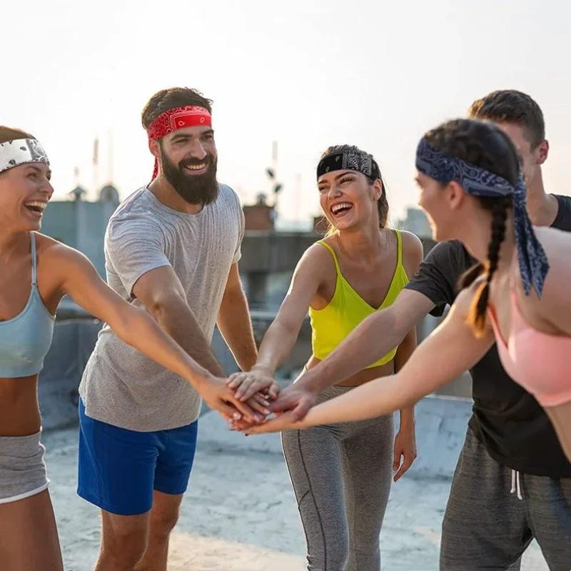 1pc Multicolor Headband Elastic Sports Sweatband Athletic Headband Men Women Gym Fitness Yoga Protection Scarf Hair Band Bandage