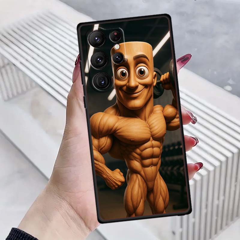 Tung Tung Tung Sahur Pattern For Samsung Galaxy S26 S25 S24 S23 S22 S21 S20 Ultra Plus FE 5G Black Soft TPU Phone Case