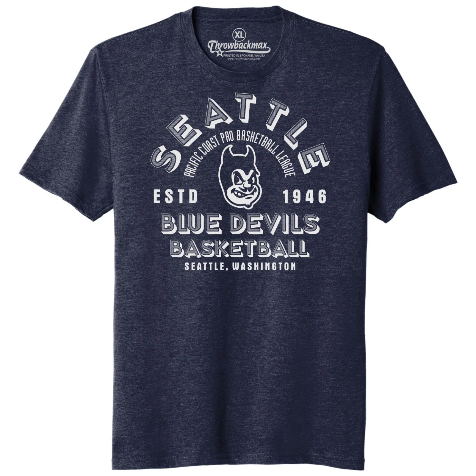 Seattle Blue Devils 1946 Basketball TRI-BLEND Tee Shirt - Super Sonics S