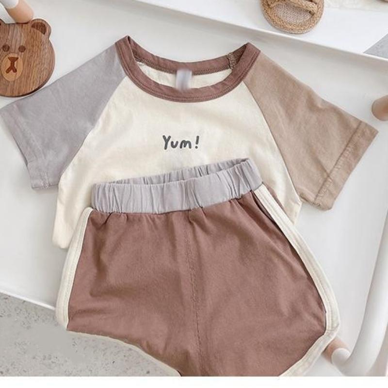 Children's Cotton Baby Sets Letter Print Casual Sports Boy T-shirt + Shorts Clothing Sets Toddler Unisex Leisure Shorts Sets