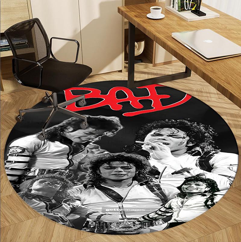 Michael Jackson Pattern Round Rug, Indoor/Outdoor Mat, for Picnic, Gameroom, Bedroom, Office, Living Room, Home Decor Carpet, Birthday Gift