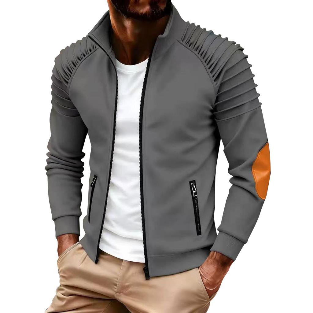 Men's Winter Solid Color Zipper Jacket Men's Casual Fashion Cardigan