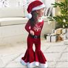 Christmas Santa Claus Cosplay Costume Kids Girls Party Tops Pants Hat Outfit Set