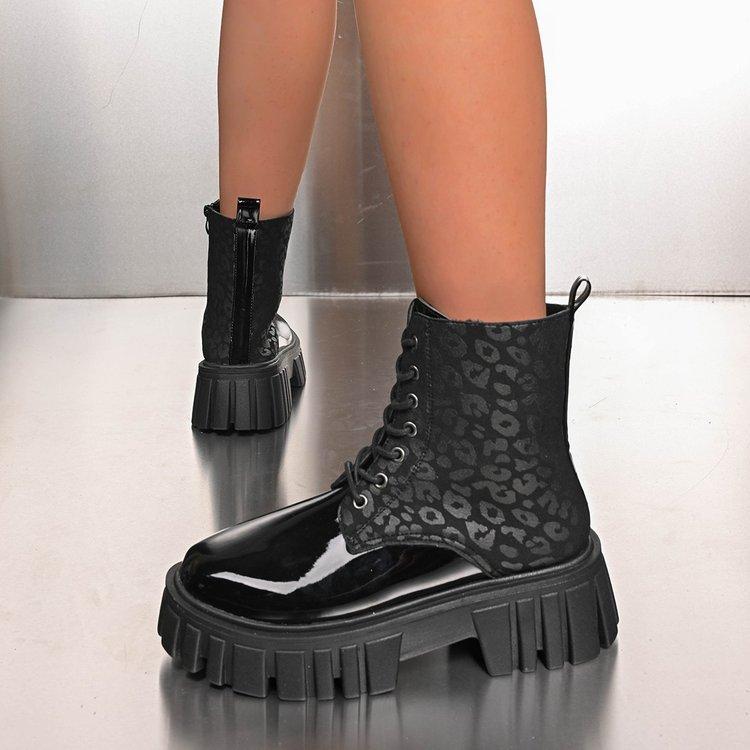 Short Martin Boots Women's Autumn and Winter 2025 New Korean Version Fashion Medium Tube Women's Shoes Platform-soled Lace-up Side Zipper Women's Boot