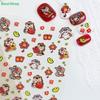 Zodiac 5D Nail Art Sticker Cute Chinese New Year Horse Animals Lucky Pony Manicure Decals Festive Embossed Nail Decoration