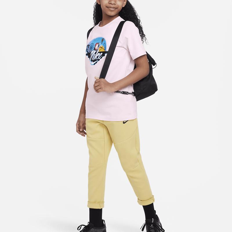 Nike Logo Print Round Neck Pullover Casual Short Sleeve T-Shirt Kids Tops Foam-Pink FD0848-663