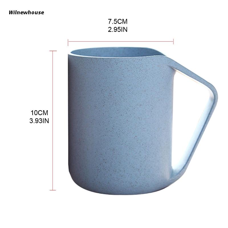 F63A Wheat Straw Plastic Coffee Cups Mug with Handles Dishwasher Microwave Safe Unbreakable Lightweight Eco-friendly BPA