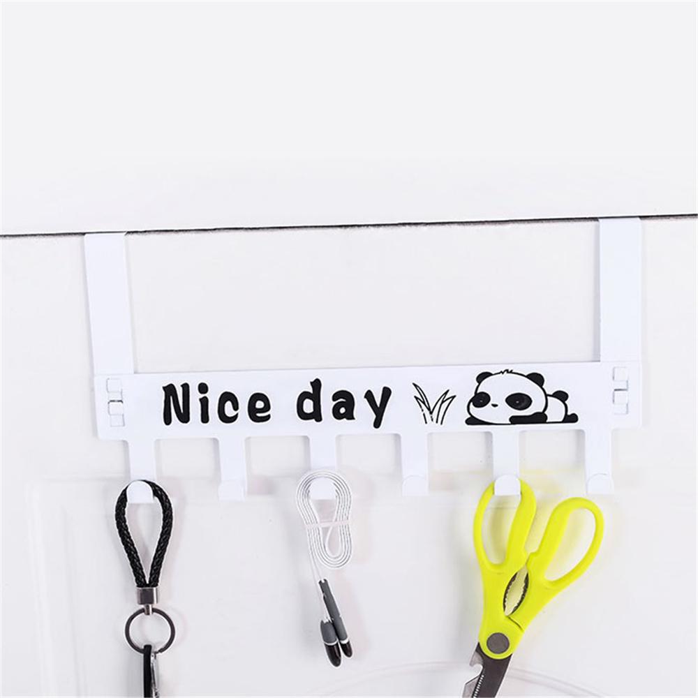 Door Hook Hanger 6 Hooks Punch Free For Coats Hats Scarves Towels Carbon Steel 1pc