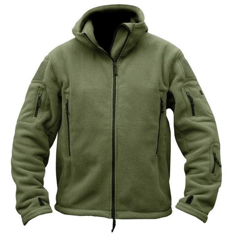Men's Warm Tactical Fleece Hoodie Jacket Military Polar Thermal Outerwear for Hiking Outdoor