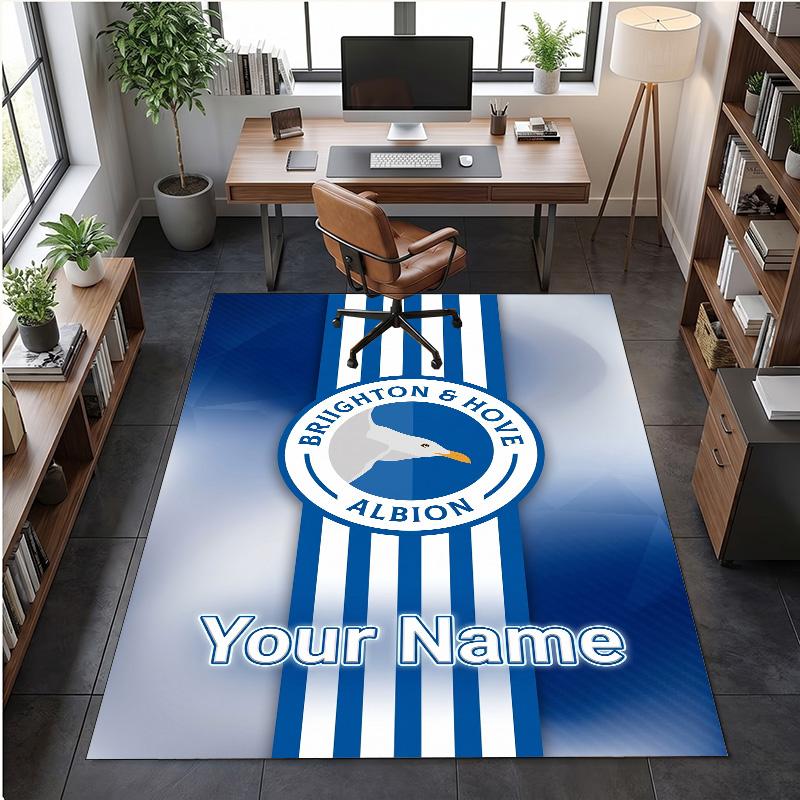 Crystal Velvet Rug Brighton & Hove Albion Football Print Custom Name Text Floor Mat Home Decor