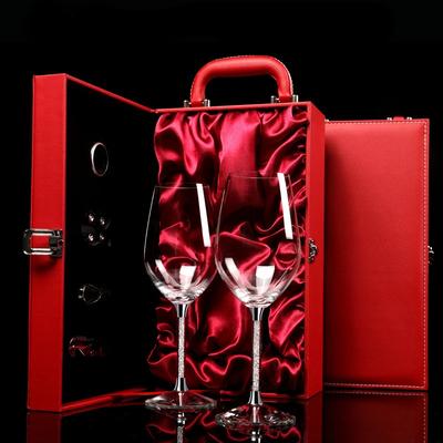 1-7 Piezas/Set Copa de Vino Cristal sin Plomo Vaso de Agua 470/700ml Caja de Cuero de Alta Gama Copas de Champán Set de Vino Tinto