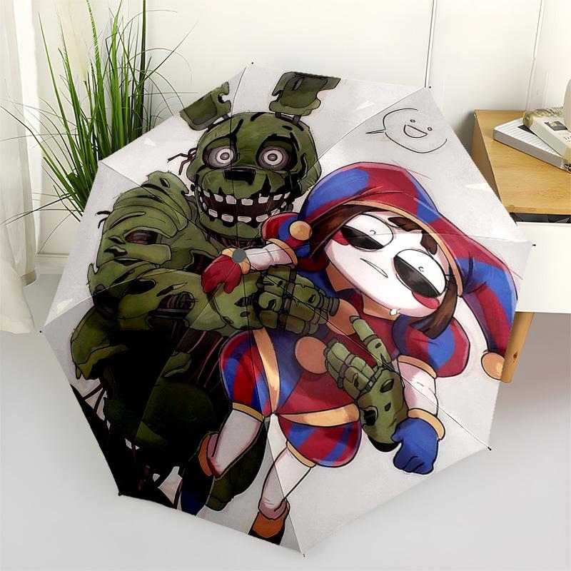 

1pc Five Nights at Freddy s Jester & Spring Bonnie Outdoor Umbrella - Automatic Opening/Closing, Portable 3-Fold Design, 8-Bone Iron Frame, Perfect Gi
