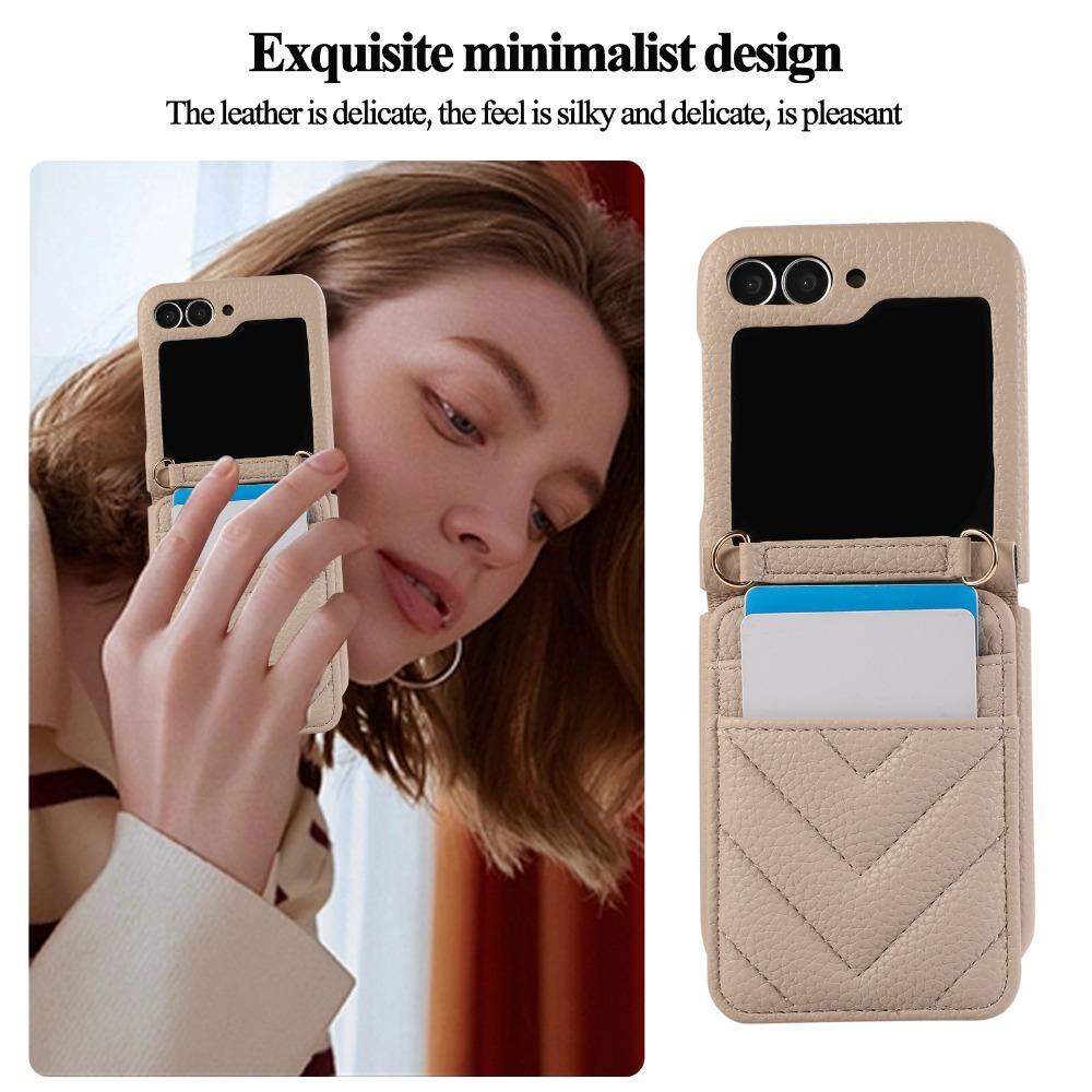 Crossbody Leather Phone Case for Samsung Galaxy Z Flip 6 5 4 3 Flip6 Flip5 Flip4 Flip3 Wallet with Card Holder Protection Cover