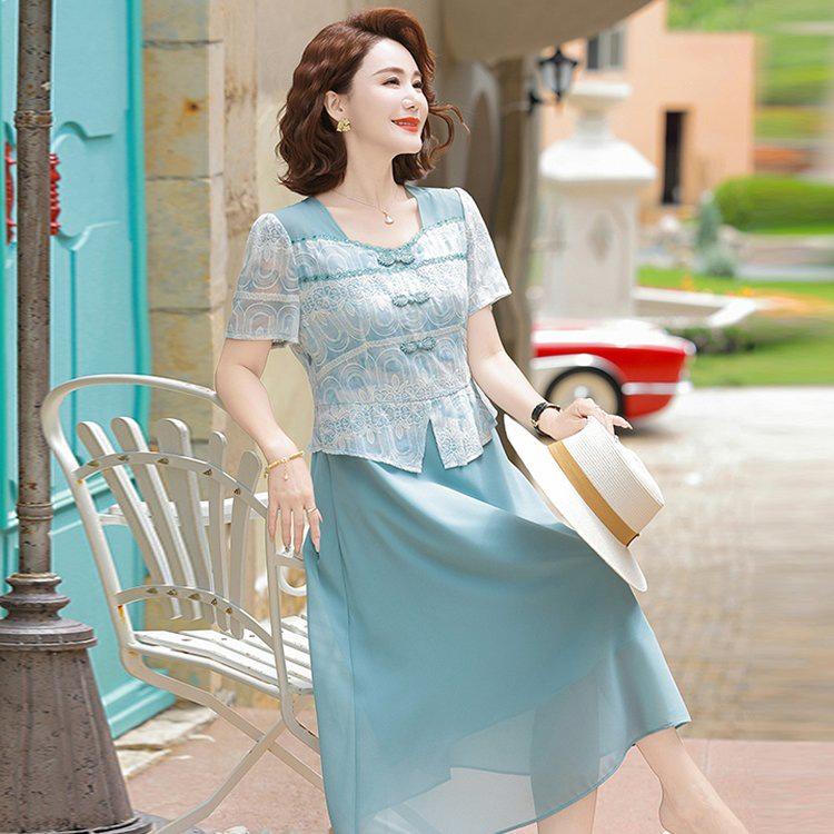 Summer High-End Mesh Skirt 2026: Stylish, Waist-Cinched, Belly-Concealing Dress for Middle-Aged Women