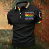 Men's Casual Polo Shirt Short Sleeve Gradient Print Classic Fit Button Down Collar Soft Breathable Fabric Top