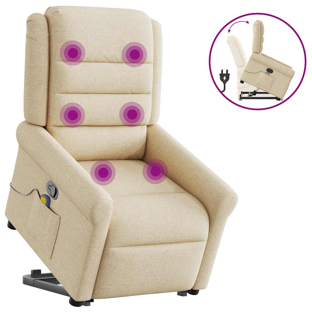 Massage Recliner with Rising Aid Cream Fabric