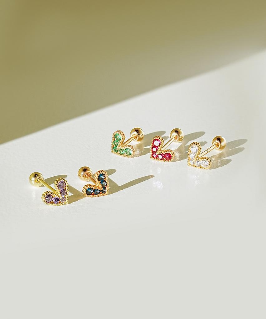Minimalpiercing 14K Bling Lovely Heart Piercing Earrings