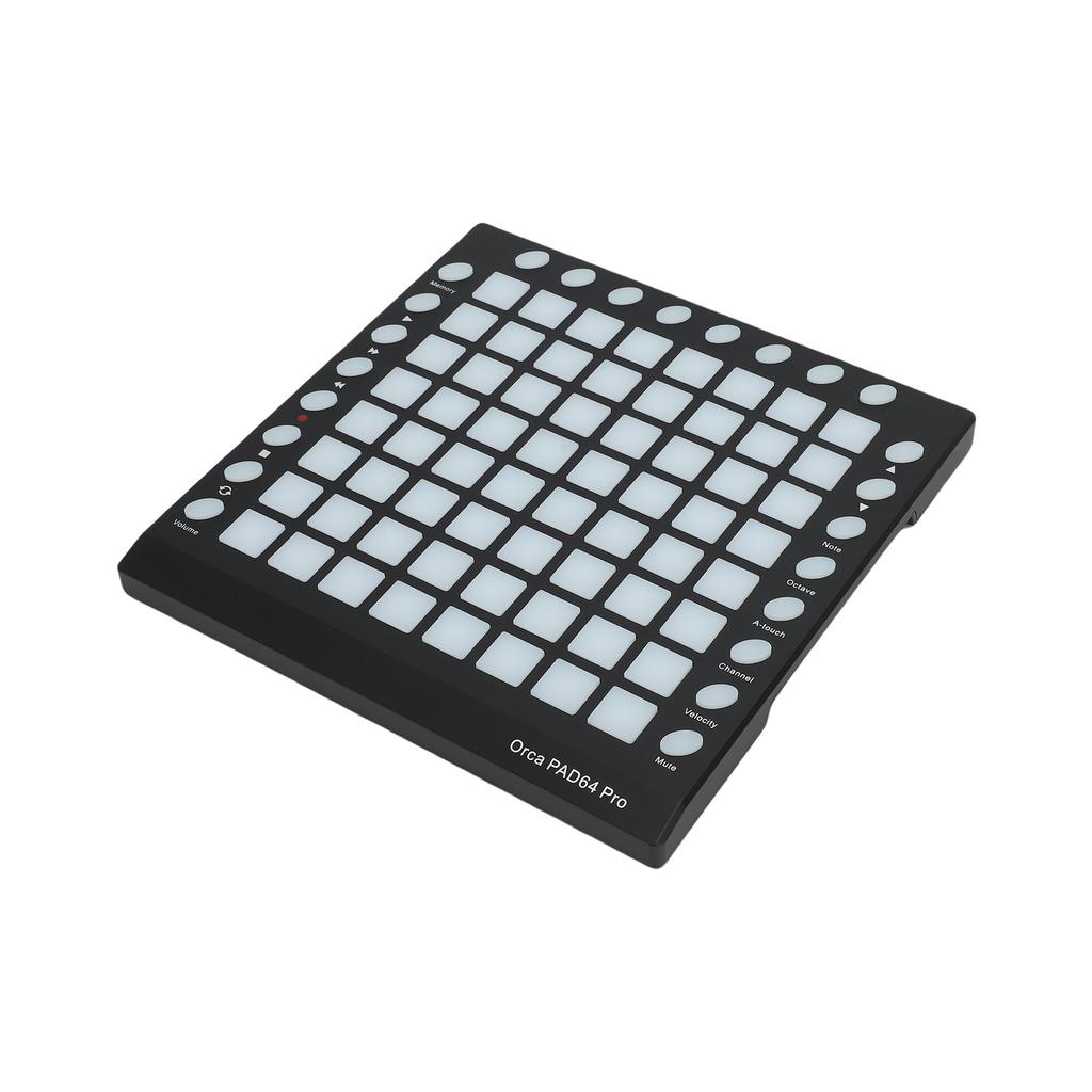 WORLDE MIDI Controller DJ Pad s 64 RGB pady, 128 GM zvuky, 8 RGB tlačítky, 6 transportními ovladači, vestavěným editorem, přenosný