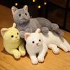 1pc 4 Colors INS Like Real Prone Cat Plush Doll Stuffed Pure Colors Grey White Yellow Kitten Toy Pets Animal Kids Gift