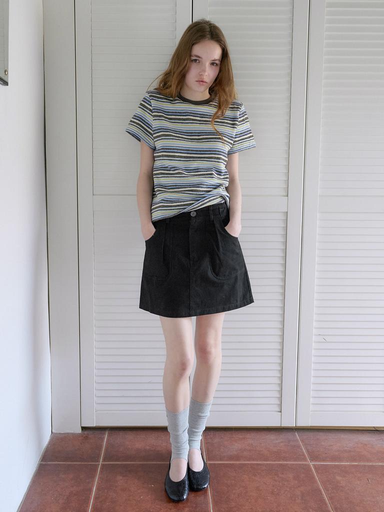 Elssibeui Soft Cotton Mini Skirt_Black