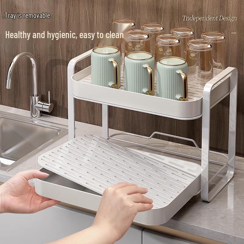 Double-Layer Carbon Steel Cup and Teaware Storage Rack